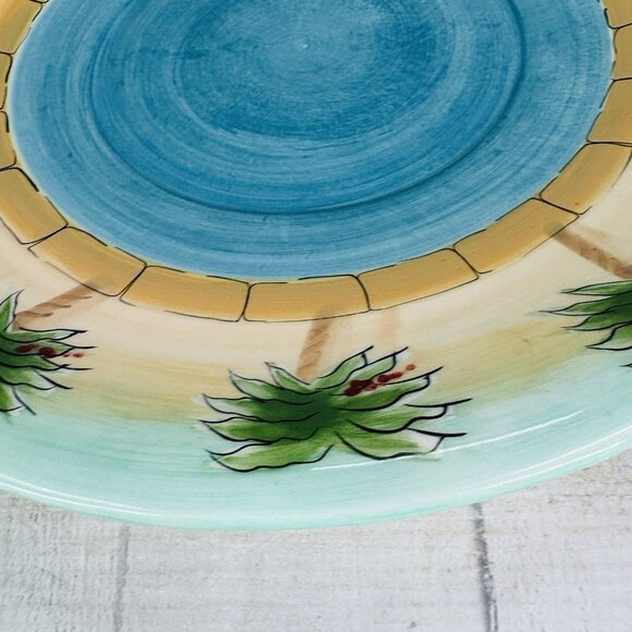 Anne Ormsby Baum Bros Imports TROPICAL PALM Pool Ceramic 12.5" Serving Platter - Picture 10 of 12